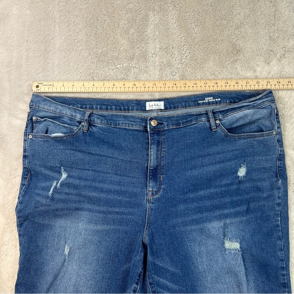 Nicole Miller Soho High Rise Ankle Slim Jeans Womens Plus Size 24 Distressed - Picture 4 of 8